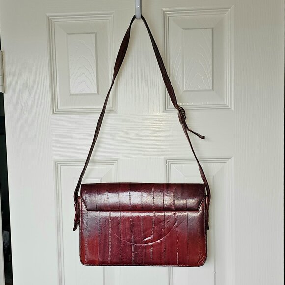 Burgundy eel skin purse - Picture 2 of 4